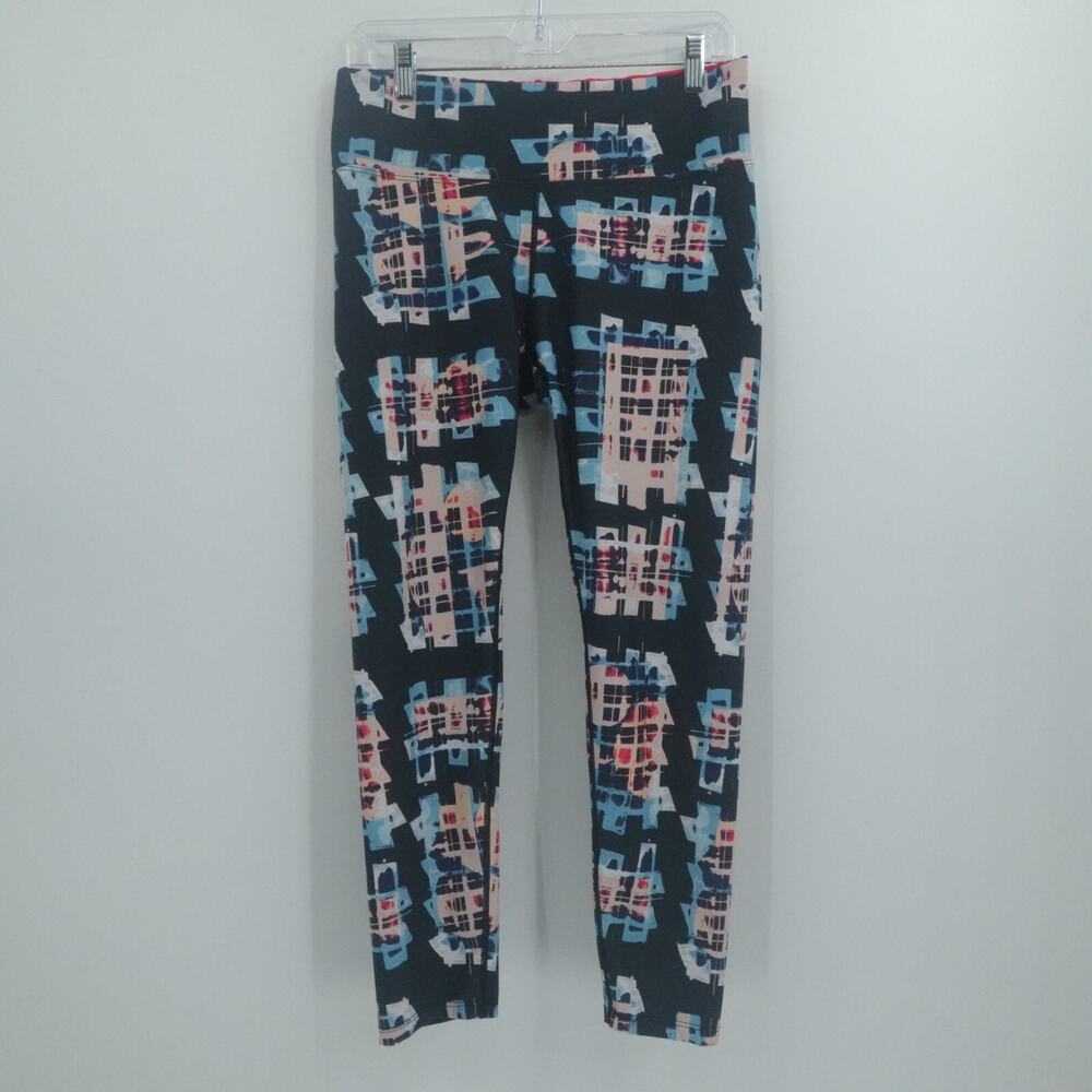 Oiselle Pants Womens Extra Large Blue Leggings Rear Window‎ Print Ankle Running